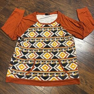 Cruel Denim Women’s AztecGeometric Patterned Women's Sweatshirt XXL - Orange